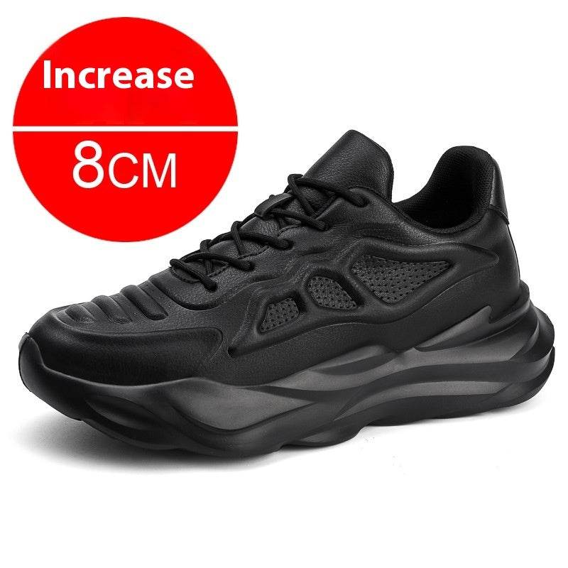 Summer New Invisible Height-increasing Shoes Men's 8CM Breathable Clunky Sneakers Black Increased By 8CM
