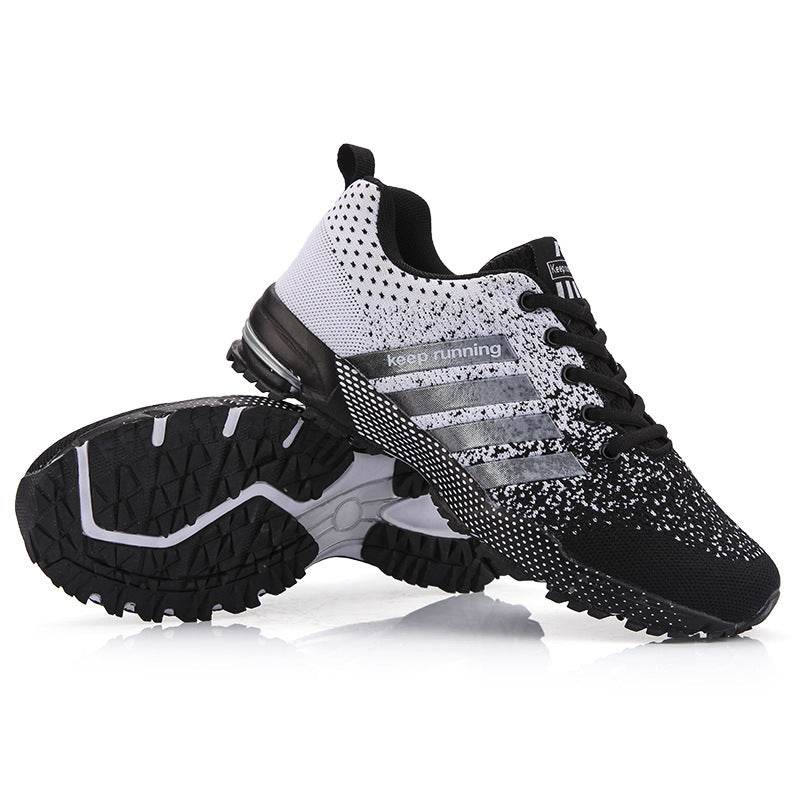 Casual Breathable Fly Woven Mesh Sneakers 8702black and white