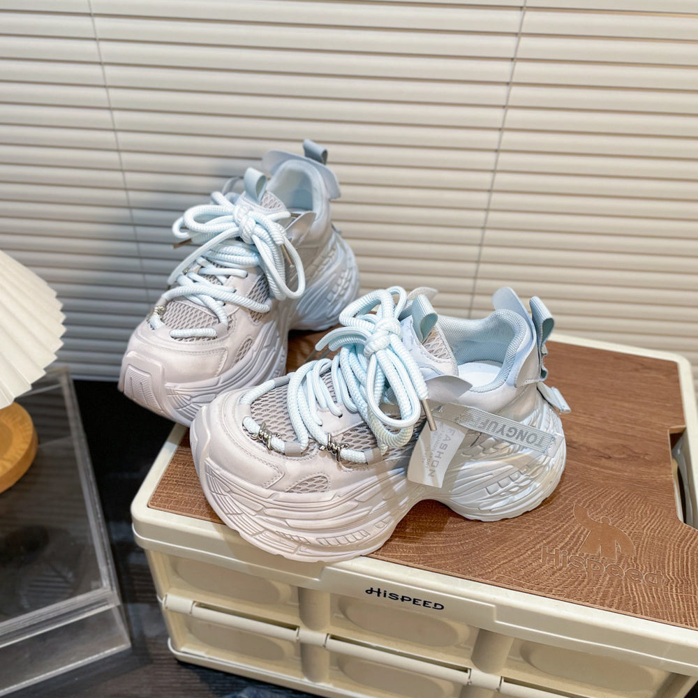 Thick Bottom Gradient Colorblock Daddy Shoes Blue