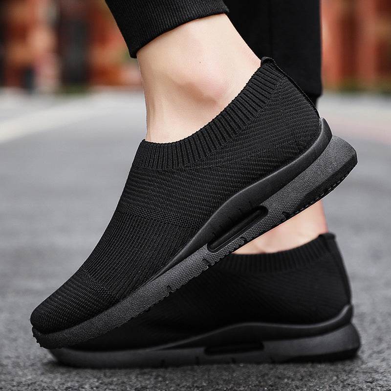 Flying Knit Sneakers Men's Mesh White Shoes Black Casual Sneakers Black