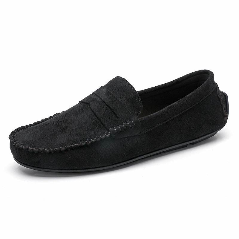 Hand-stitched Men's Beanie Shoes Velvet Leather Handmade