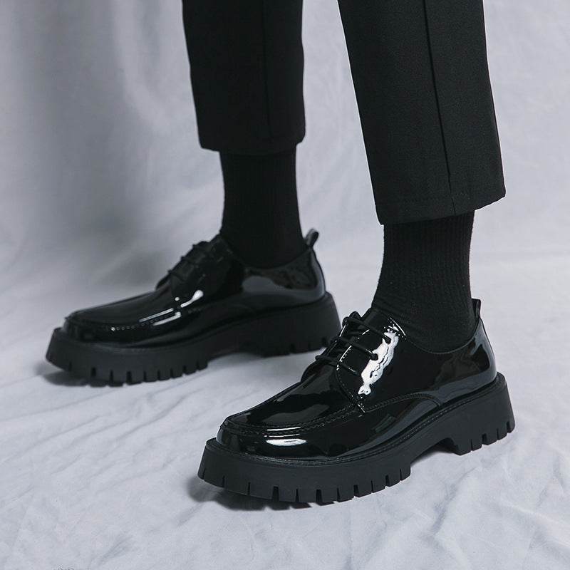British Casual Lace Up Hair Stylist Platform Height Increasing Low Top Work Shoes
