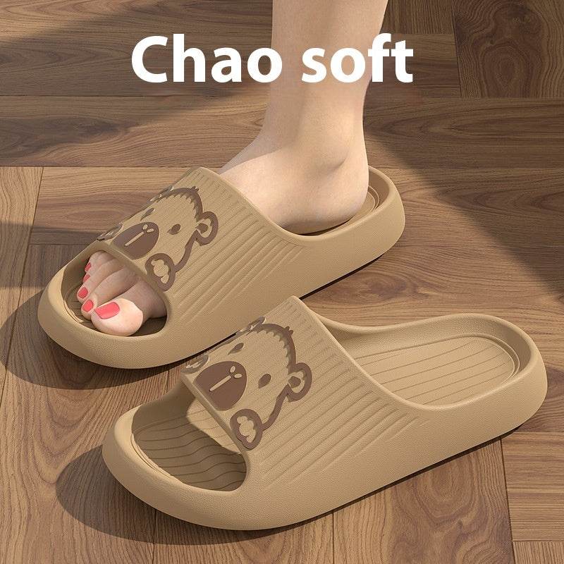 Cute Cartoon Dog Slippers Non-slip Floor Bathroom Slipper Summer Women's House Shoes Khaki Capabala