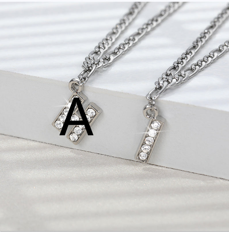 English Alphabet Stainless Steel Zircon All-match Anklet Silver A