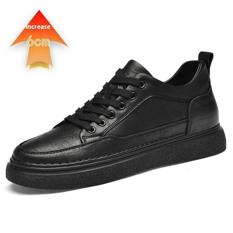 Autumn New Invisible Height Increasing Insole Men's Shoes 8cm Thick Bottom Black Increased 6CM