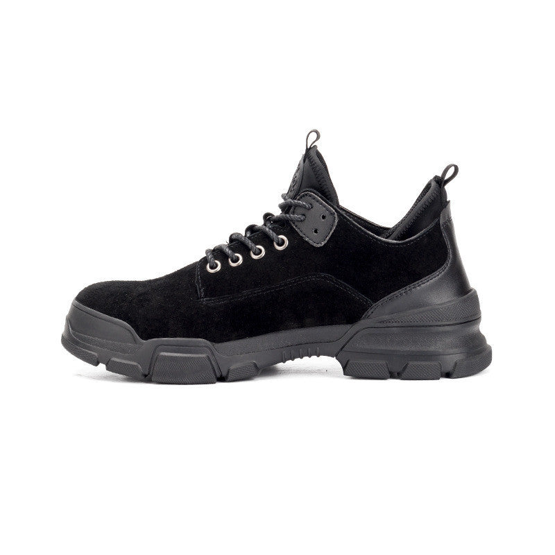 Casual soft low-top wear-resistant work safety hiking shoes Black