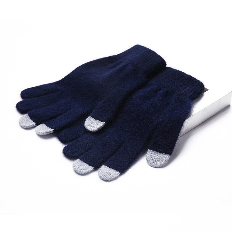 Gloves are divided into five fingers plus velvet gloves Dark blue