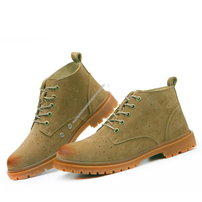 Men's safety shoes, ultra-light soft sole, anti-smash and anti-puncture Khaki breathable