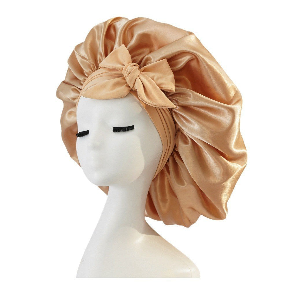 New Silk Bonnet For Sleeping Women Satin Bonnet Hair Bonnet Night Sleep Cap Scarf Wrap For Curly Hair With Tie Band For Curly Hair Gold