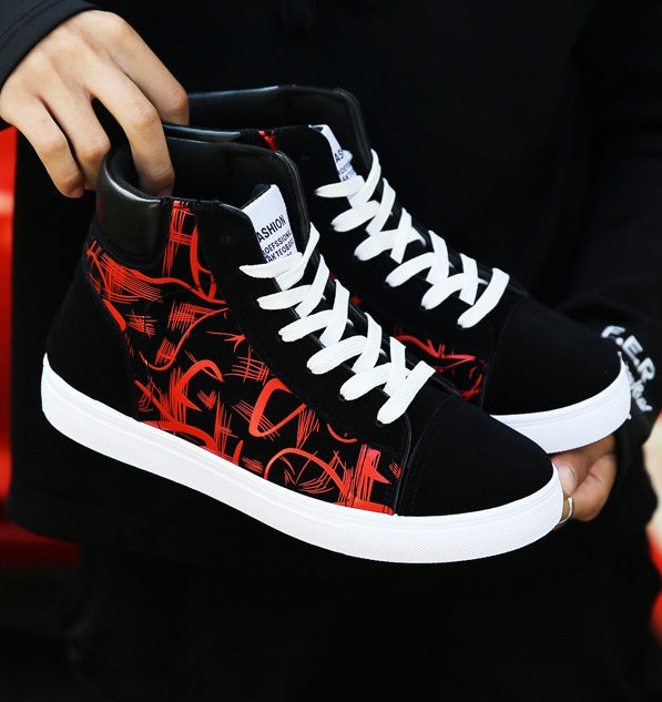Spring high top shoes Korean Edition men''s shoes Red