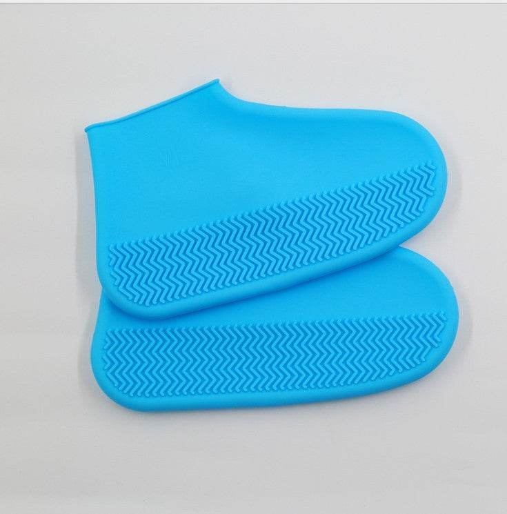 Men and women hiking slip wearable easy to carry silicone rain boots Sky Blue L