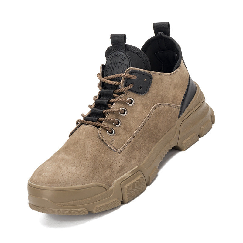 Casual soft low-top wear-resistant work safety hiking shoes Khaki