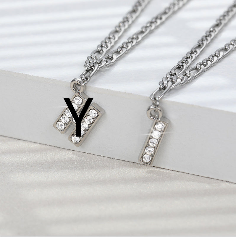 English Alphabet Stainless Steel Zircon All-match Anklet Silver Y