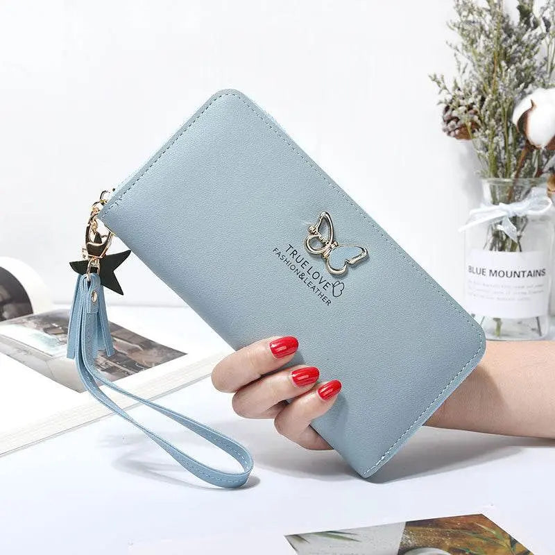 Korean Style Butterfly Hollow Metal Ladies Clutch Blue