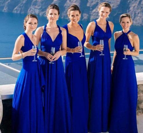 Women's Sexy Long Party Dress Club Floor-Length Summer Backless Bandage Maxi Dress Multiway Bridesmaids Boho Women Dress Vestidos Royal Blue