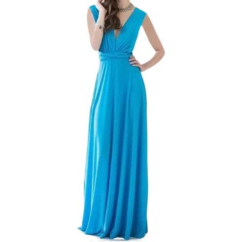 Women's Sexy Long Party Dress Club Floor-Length Summer Backless Bandage Maxi Dress Multiway Bridesmaids Boho Women Dress Vestidos Water blue