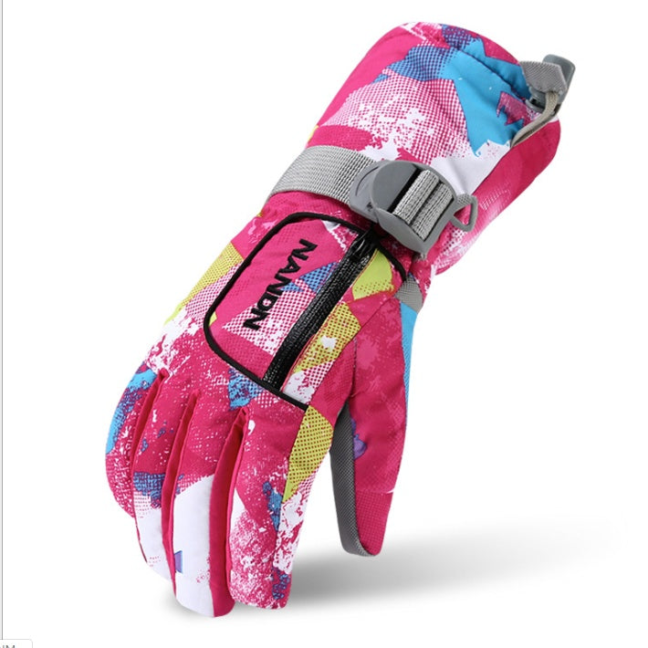 Ski gloves Rose red