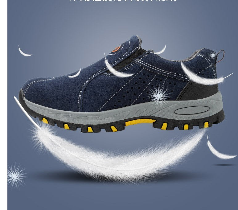 One-legged anti-smashing anti-piercing steel toe caps shoes Breathable and wear-resistant safety shoes anti-splashing hot welding shoes