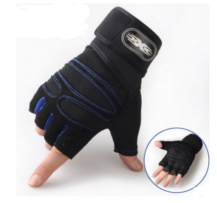 Cycling Gloves Half Finger Breathable Elastic Outdoor Bike Bicycle Riding Fitness Glove Accessories Navy Blue