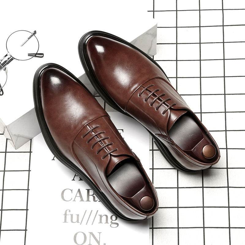 Pointed Casual Men's Shoes Business Work Leather Shoes Brown