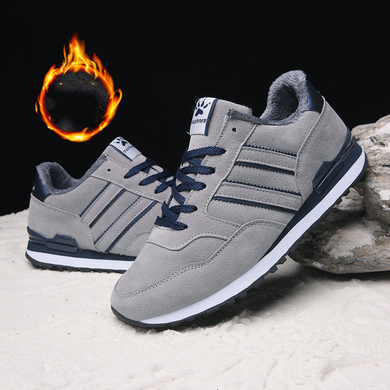 Men's Tide Plus Velvet Mesh Breathable Travel Running Shoes Grey