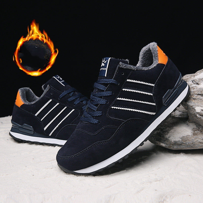 Men's Tide Plus Velvet Mesh Breathable Travel Running Shoes Blue