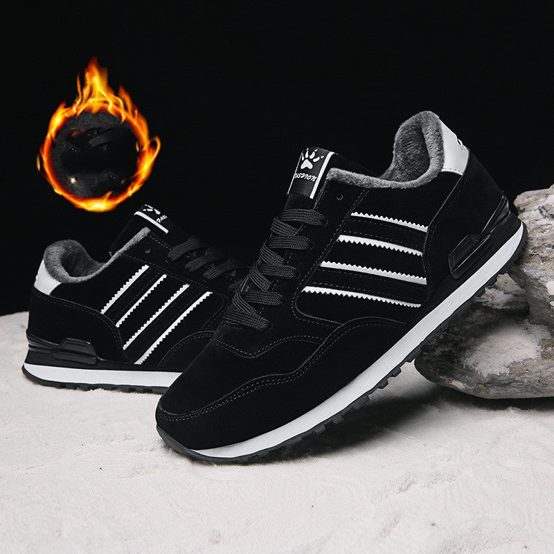 Men's Tide Plus Velvet Mesh Breathable Travel Running Shoes Black