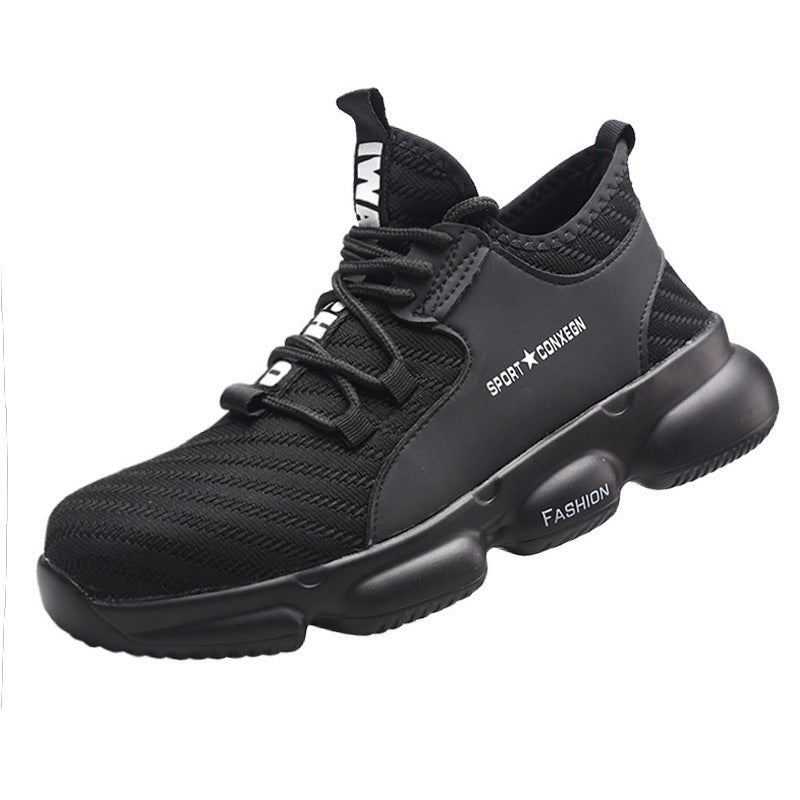 Non-Slip Flying Woven Safety Shoes, Safety sShoes, Work Shoes Black