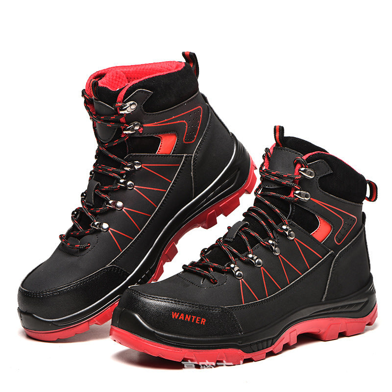 Breathable Flying Woven Safety Shoes, Anti-Smashing And Anti-Piercing Safety Shoes Red