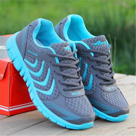 Mesh Lace Up Flat Shoes Sneakers Women Dark Grey