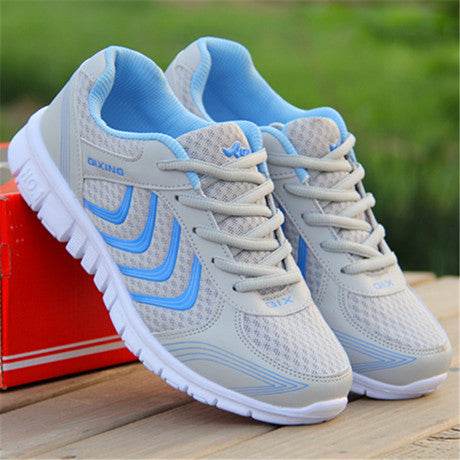 Mesh Lace Up Flat Shoes Sneakers Women Grey