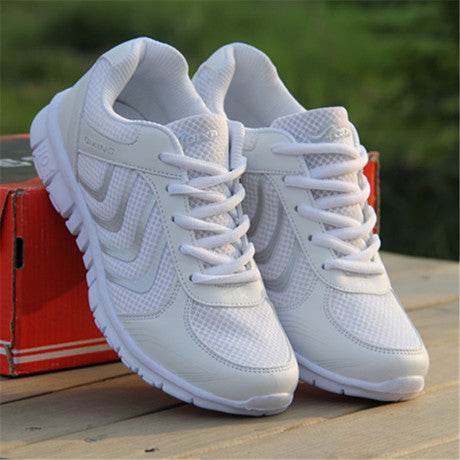 Mesh Lace Up Flat Shoes Sneakers Women White