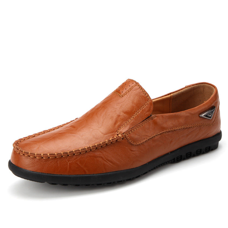 Low Cut Flat Bottomed Slip On Lazy Shoes Casual Men's Shoes Red brown