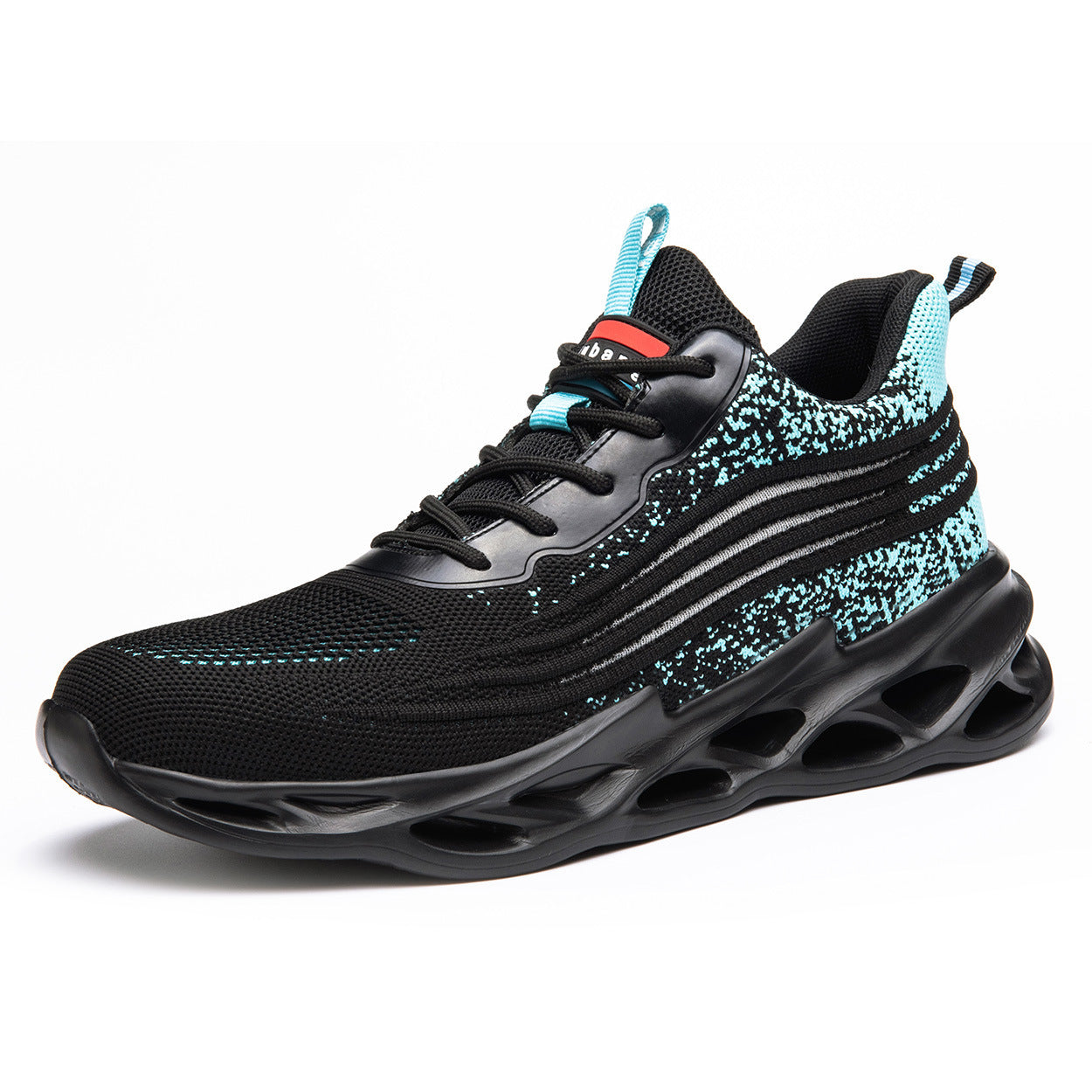 Breathable Flying Woven Safety Shoes Blue
