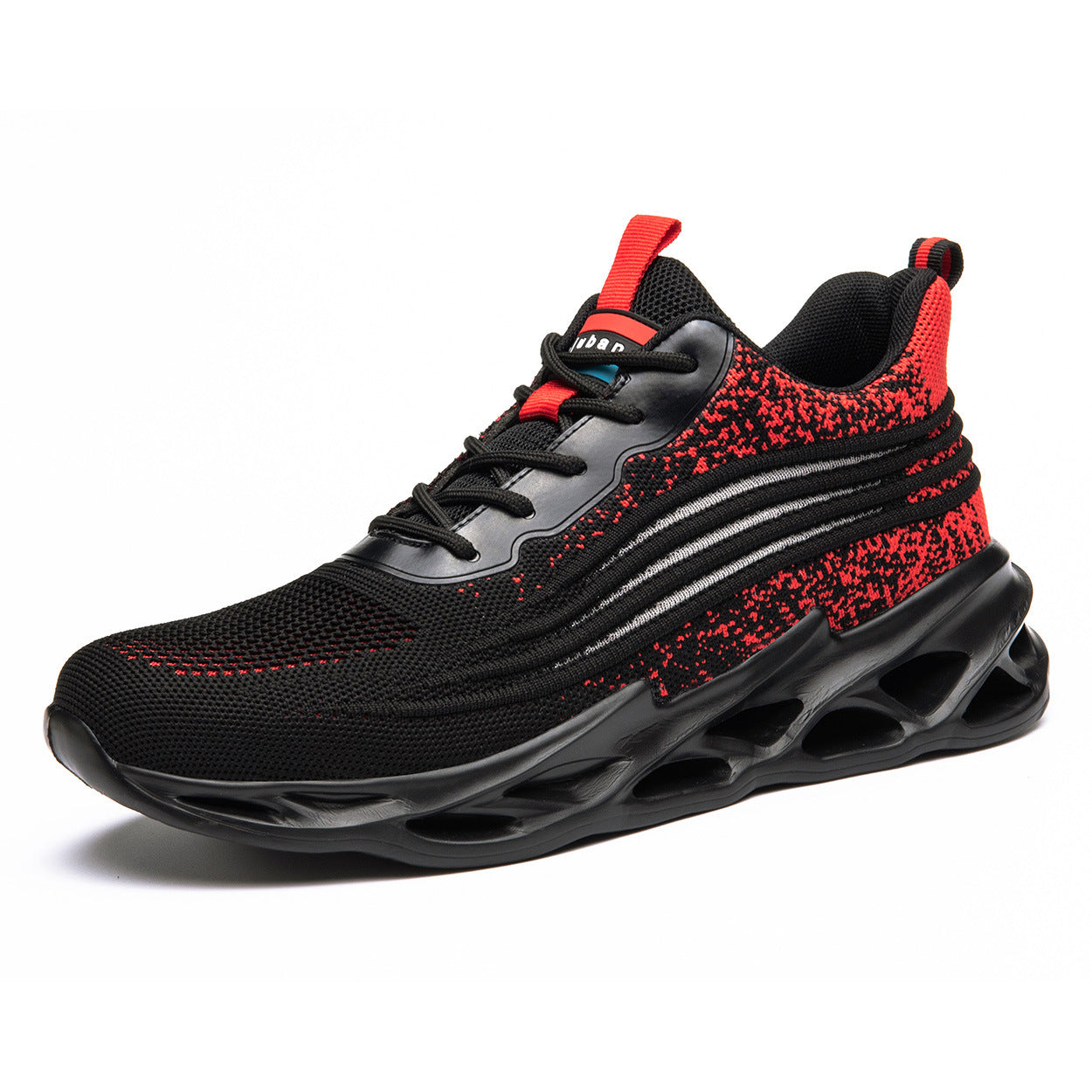 Breathable Flying Woven Safety Shoes Red
