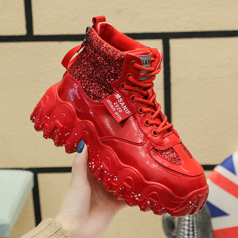 Big wavy snowflake daddy shoes Red