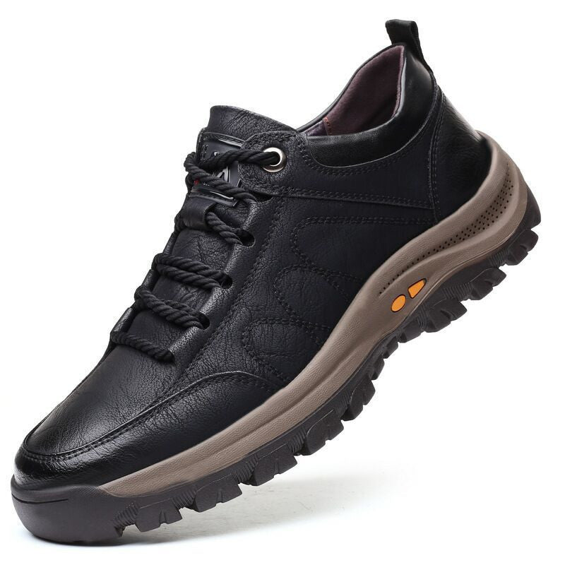 Casual Leather Shoes Outdoor Hiking Shoes Black