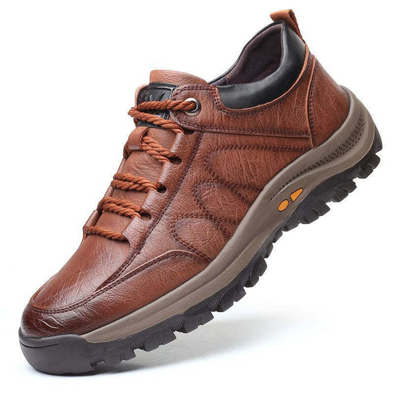 Casual Leather Shoes Outdoor Hiking Shoes Brown