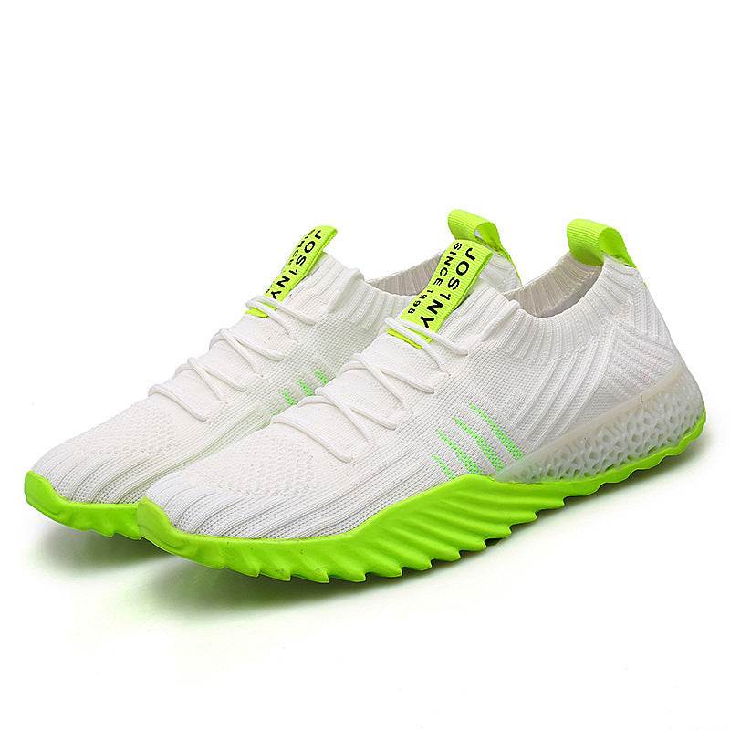 Flying Woven Mesh Breathable Sneakers White green