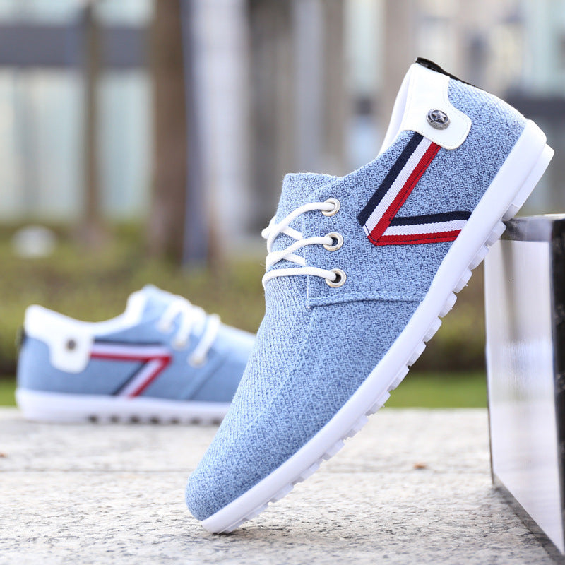 Men'S Soft-Soled Canvas Shoes, Sports And Leisure Old Beijing Cloth Shoes, Peas Shoes Blue