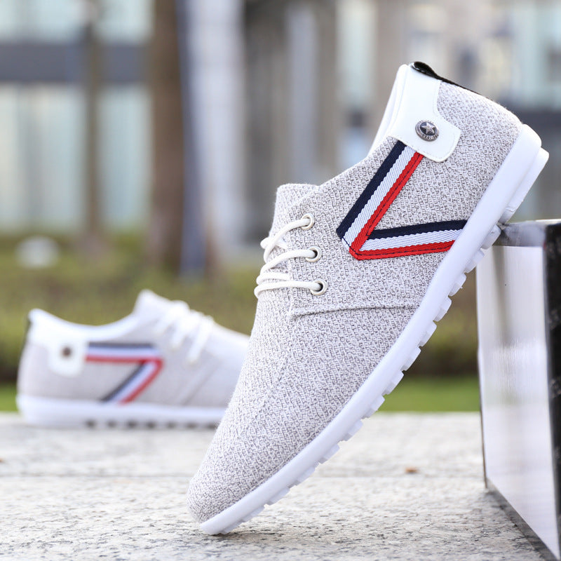 Men'S Soft-Soled Canvas Shoes, Sports And Leisure Old Beijing Cloth Shoes, Peas Shoes Grey