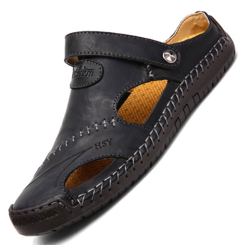 Men's Closed Toe Sandals Summer Adjustable Slides Slippers Fashion Beach Shoes Black