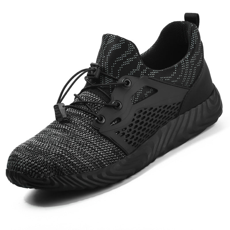 Casual Black Breathable Safety Shoes Anti-Smashing And Anti-Piercing Safety Shoes Steel-Toed Protective Work Shoes Men's Non-Slip And Wear-Resistant Grey