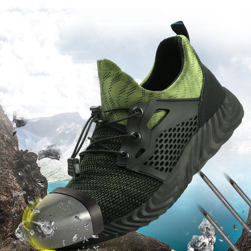 Casual Black Breathable Safety Shoes Anti-Smashing And Anti-Piercing Safety Shoes Steel-Toed Protective Work Shoes Men's Non-Slip And Wear-Resistant