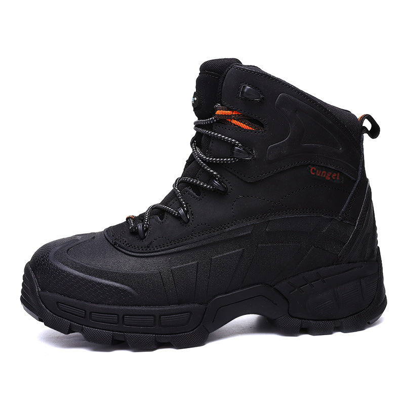 High-Top Wear-Resistant Steel-Soled Boots Mens Outdoor Desert Boots Tactical Boots Anti-Smashing Safety Boots Black