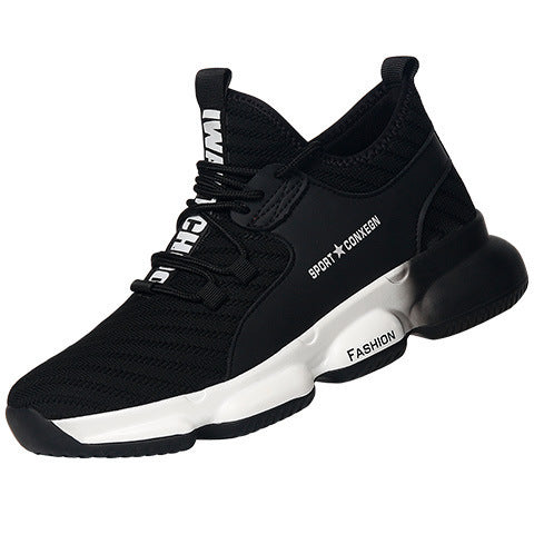 Wholesale Flying Woven Safety Shoes Wear-Resistant Lightweight Soft-Soled Protective Shoes Black and white four seasons