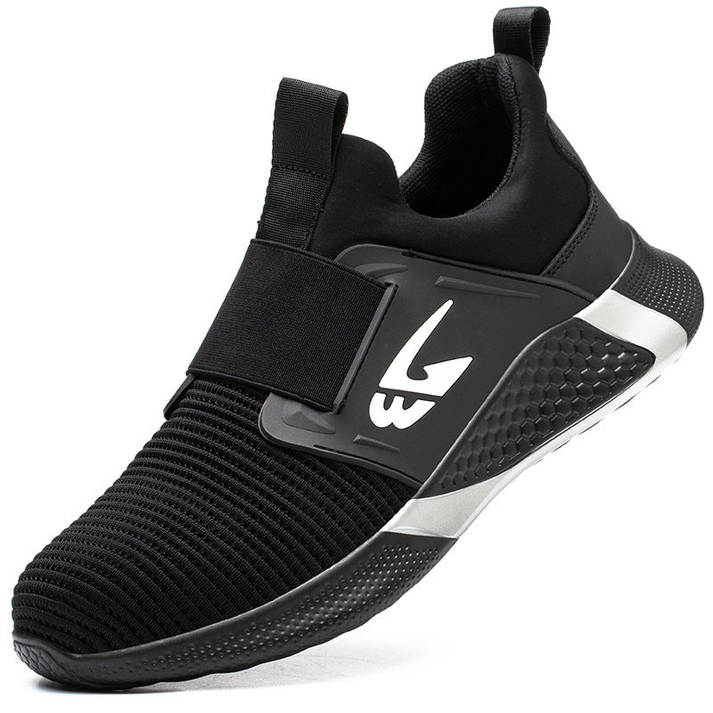 Flying Woven Breathable Safety Shoes Fashionable Anti-Smashing And Anti-Piercing Work Shoes Black