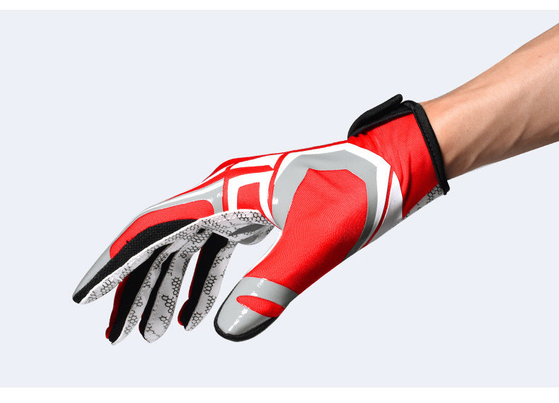 American Football Rugby Gloves Outdoor Silicone Sports Non-slip Catching Baseball Gloves For Men And Women Red