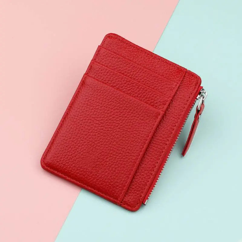 Korean Version Of Coin Purse Zipper Card Case Candy Color Bus Student Bank Card Holder Red
