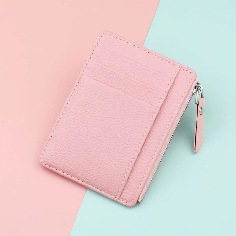 Korean Version Of Coin Purse Zipper Card Case Candy Color Bus Student Bank Card Holder Pink